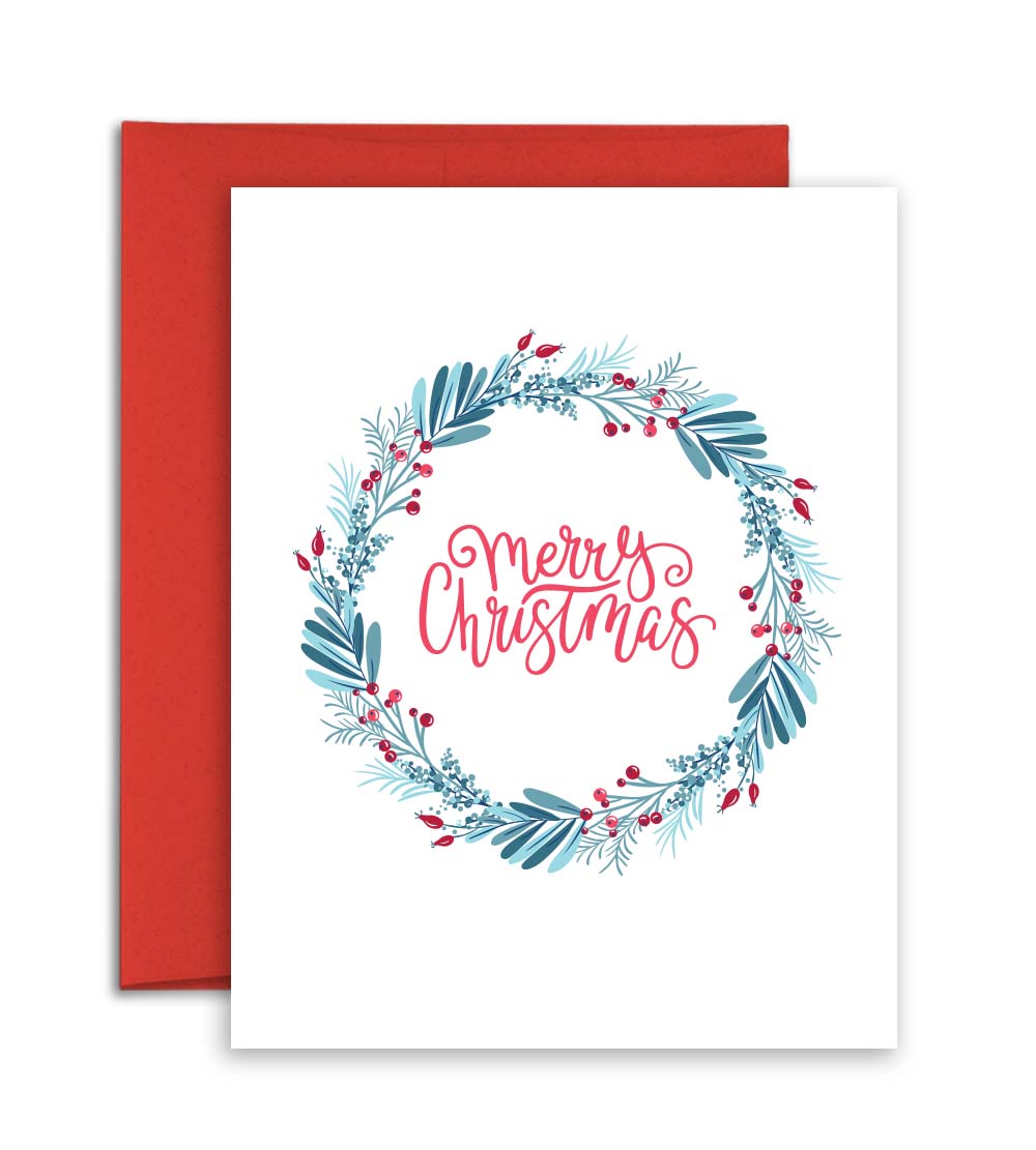 Christmas Card - Merry Christmas Wreath