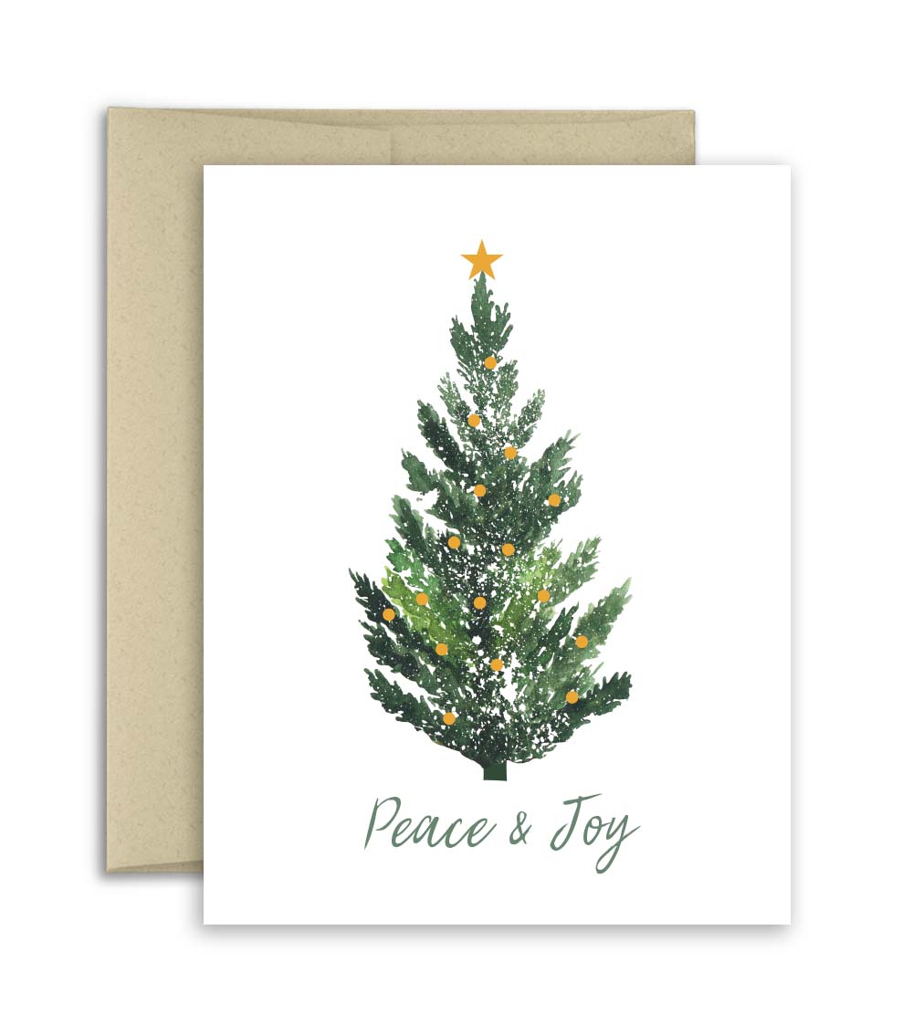Christmas Card - Christmas Tree - Peace &amp; Joy