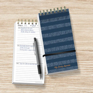 Blue Boho Stripe Daily Agenda - Notepad