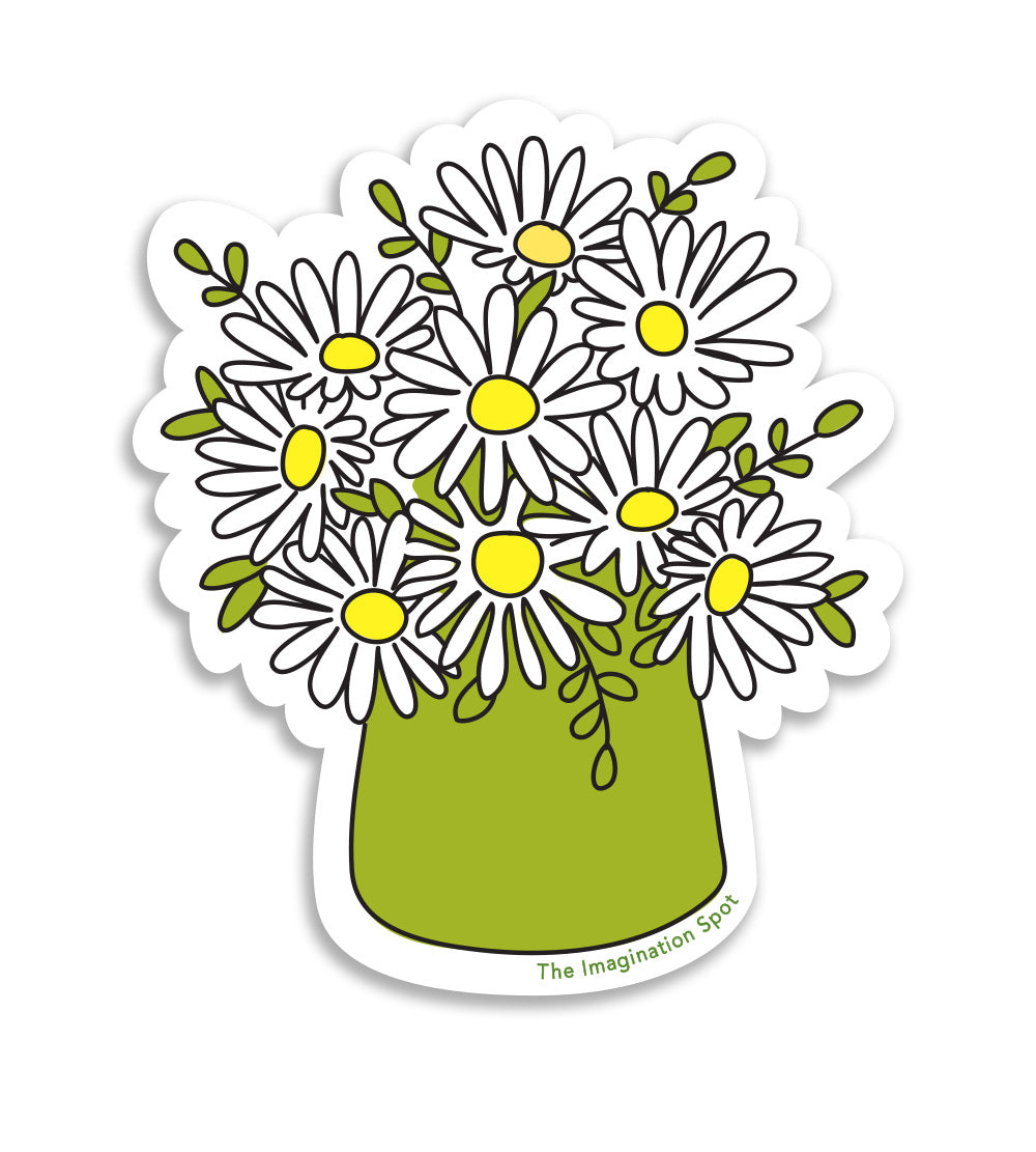 Vinyl Stickers - White Flowers in a Pot