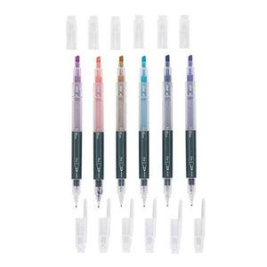 Colorful Dual-Ink Dual-Tip Highlighter Pens 6-pack
