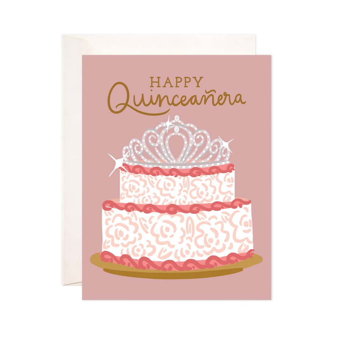 Quince Cake Greeting Card - Spanish Quinceañera Birthday Card