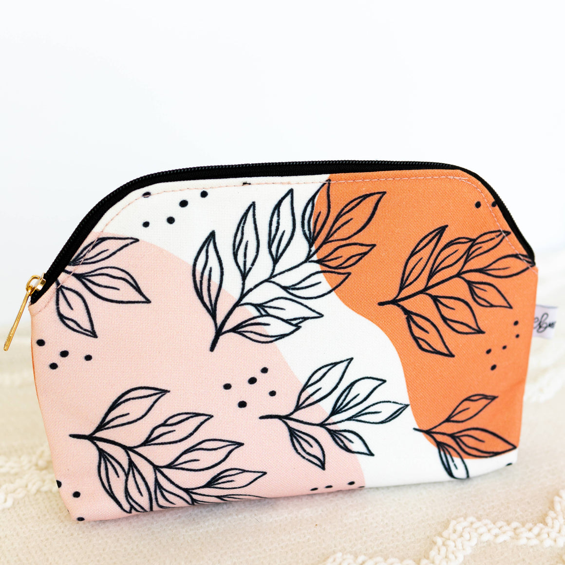 Pink Leaves Zipper Pouch