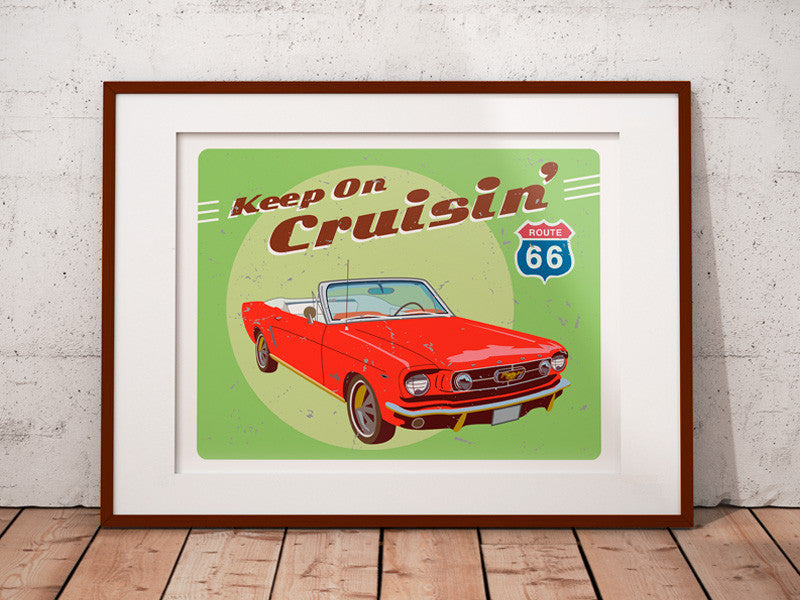 Custom Car Print - Classic car home decor - Red Mustang