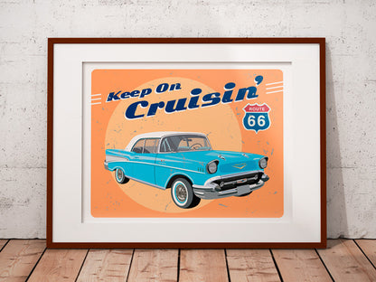 Classic Car print - Car art - Blue Chevy
