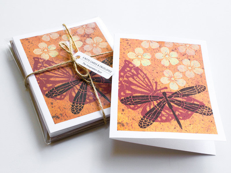 Dragonfly Note Card Set - Linocut - Handmade Cards - The Imagination Spot - 2
