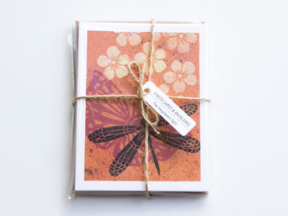 Dragonfly Note Card Set - Linocut - Handmade Cards - The Imagination Spot - 3