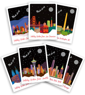 City Themed Holiday Card - City Christmas Cards