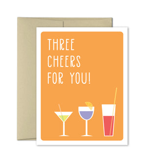 Three Cheers For You - Congratulations Greeting Card - The Imagination Spot