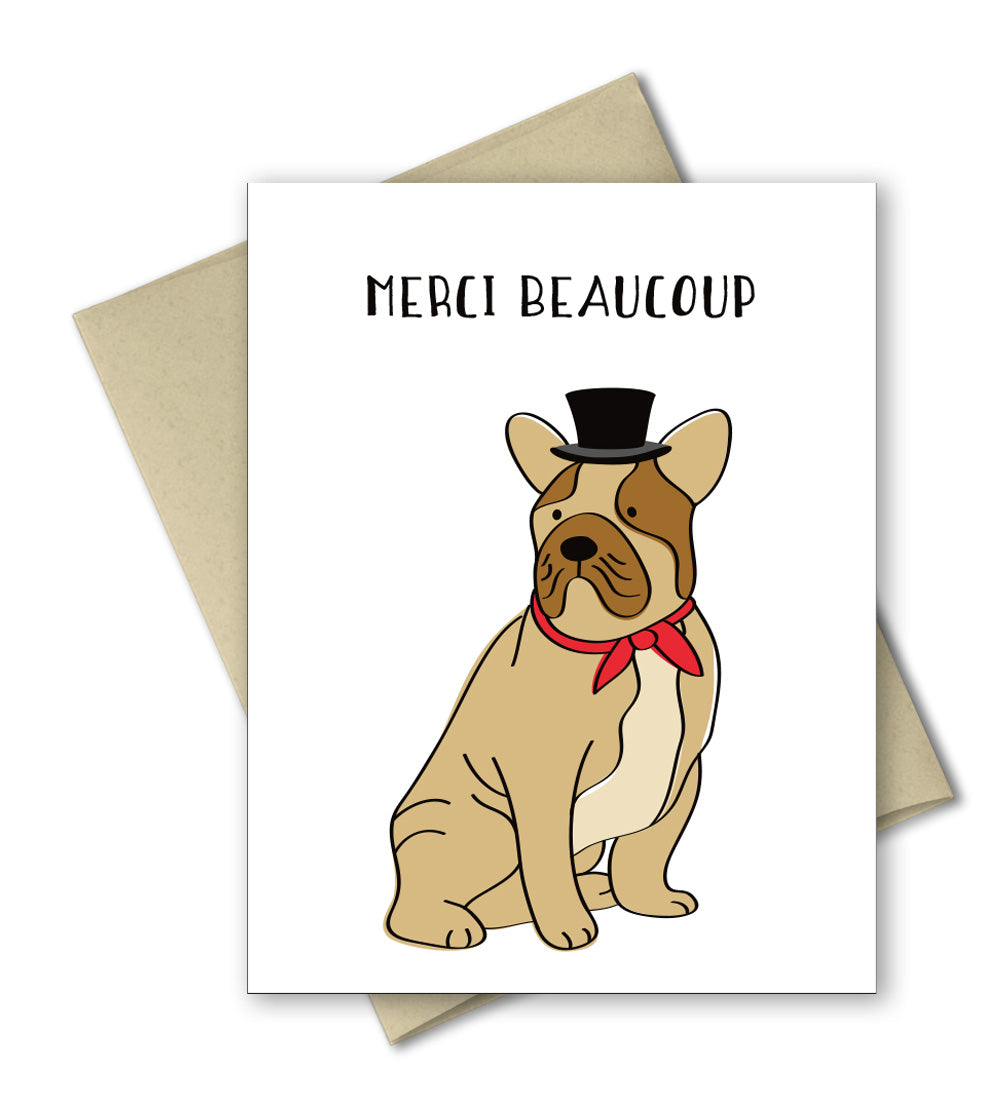 Cute French bull dog thank you card - Merci Beacoup by The Imagination Spot
