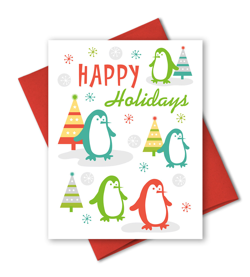 Cute Holiday Card - Penguin Card - The Imagination Spot