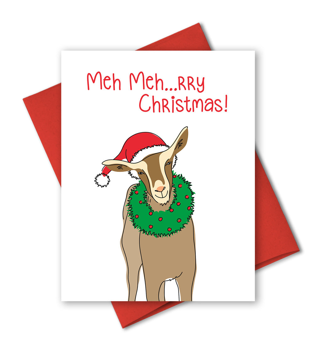 Funny Holiday Card - Meh-rry Christmas - The Imagination Spot