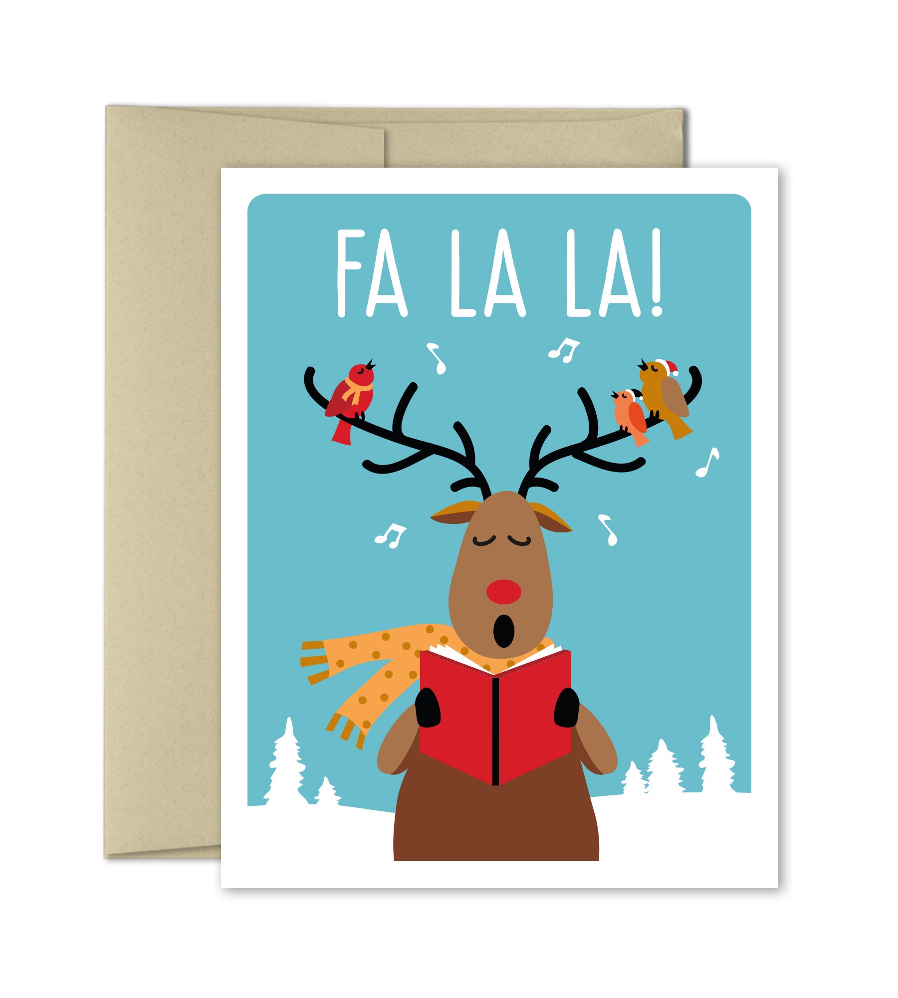 Christmas Card - Fa La La - Reindeer Holiday card - The Imagination Spot