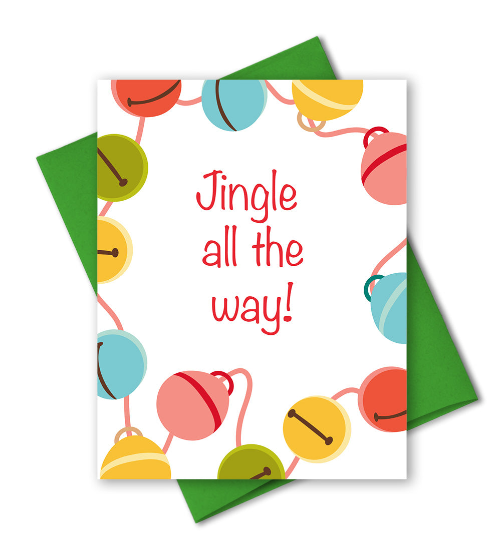 Modern Holiday Card - Jingle All The Way - Christmas Bells - The Imagination Spot