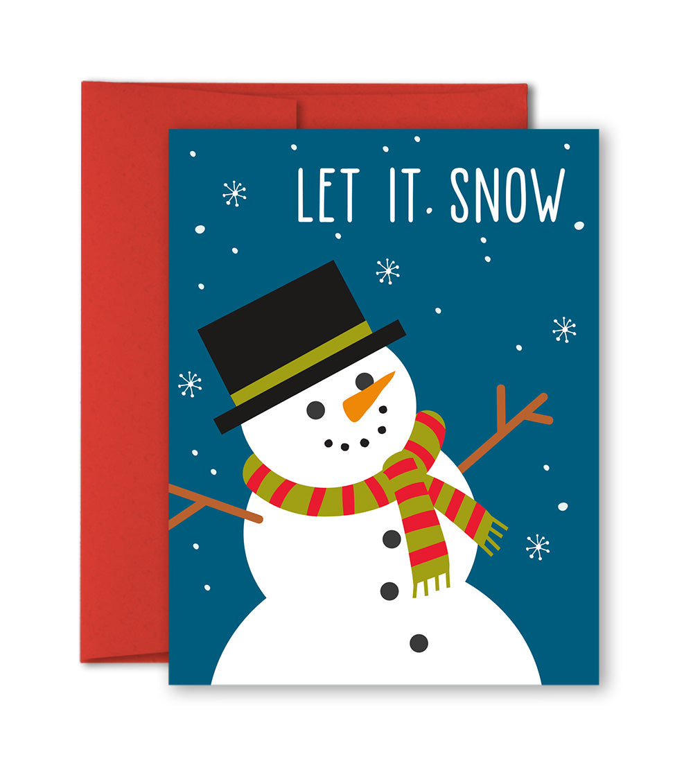 Christmas Card - Let It Snow - Snowman Holiday Card by The Imagination Spot