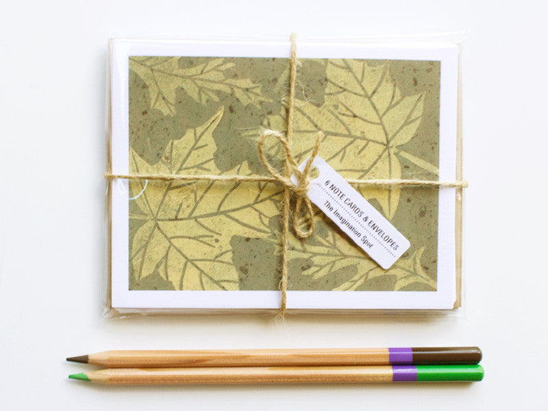 Maple Leaf Note Card Set - Linocut - Handmade Cards - The Imagination Spot - 2
