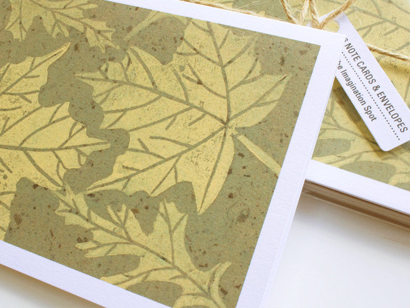 Maple Leaf Note Card Set - Linocut - Handmade Cards - The Imagination Spot - 3
