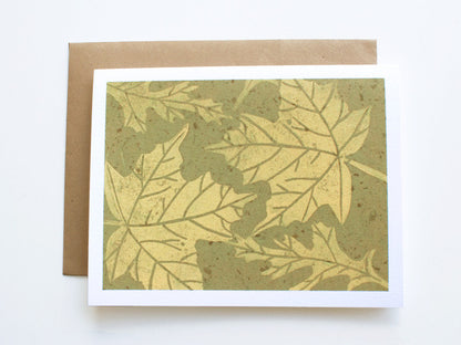 Maple Leaf Note Card Set - Linocut - Handmade Cards - The Imagination Spot - 4