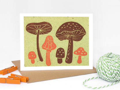 Mushrooms Note Card Set - Linocut - Handmade Cards - The Imagination Spot - 3