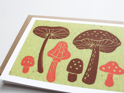 Mushrooms Note Card Set - Linocut - Handmade Cards - The Imagination Spot - 4