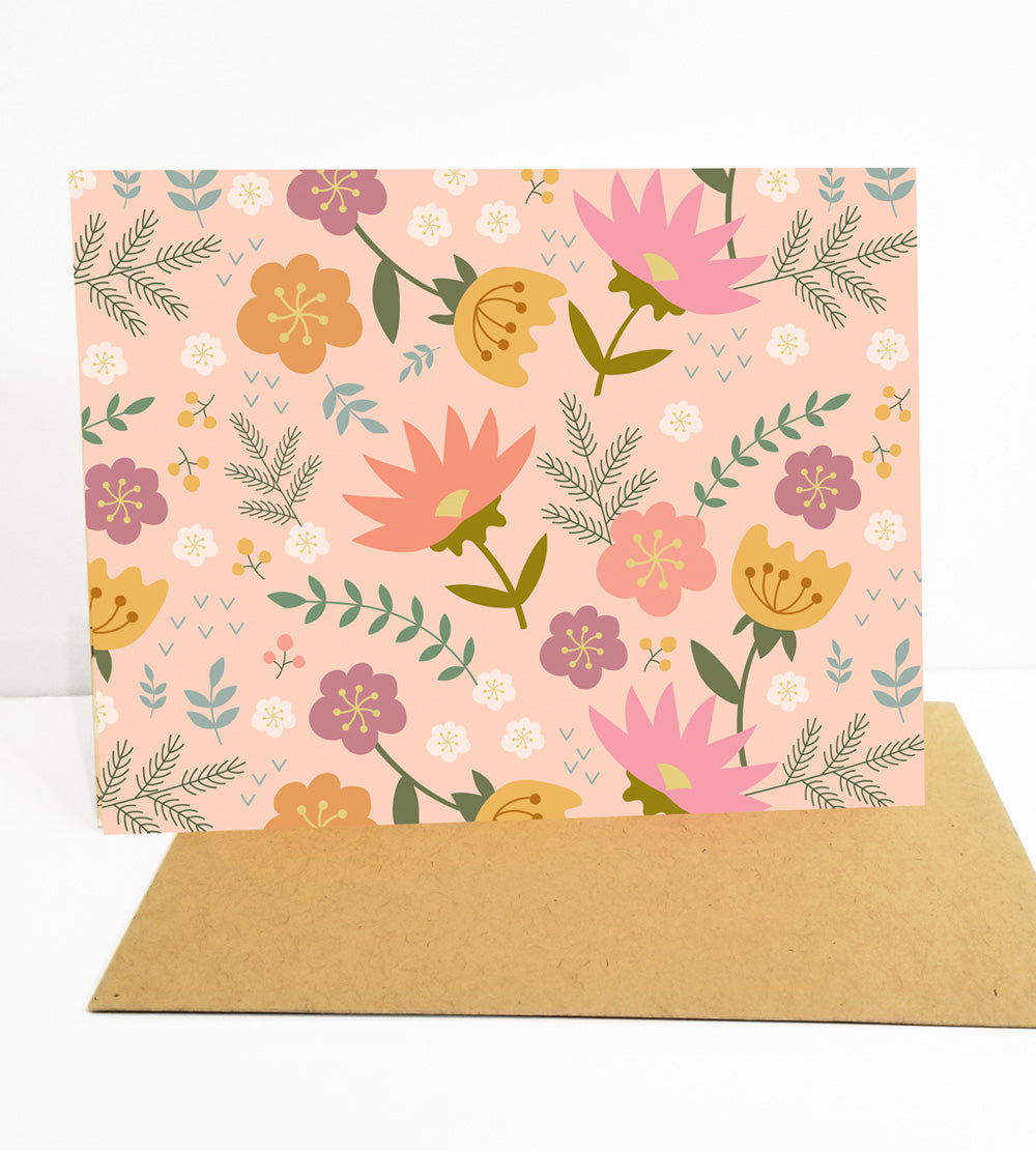 Note Card Set - Set of 8 cards - Peach Floral