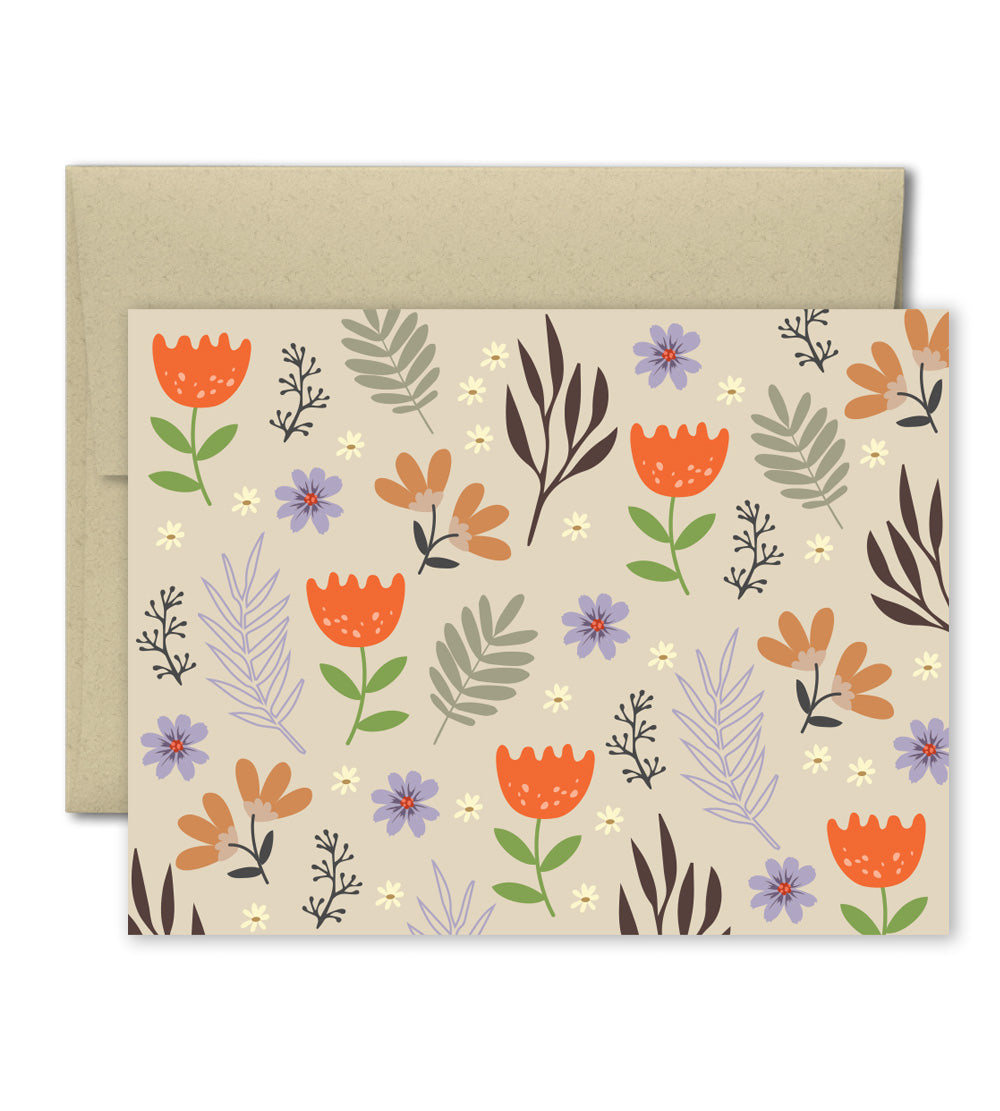 Note Card Set - Set of 8 cards - Earthy Boho Floral