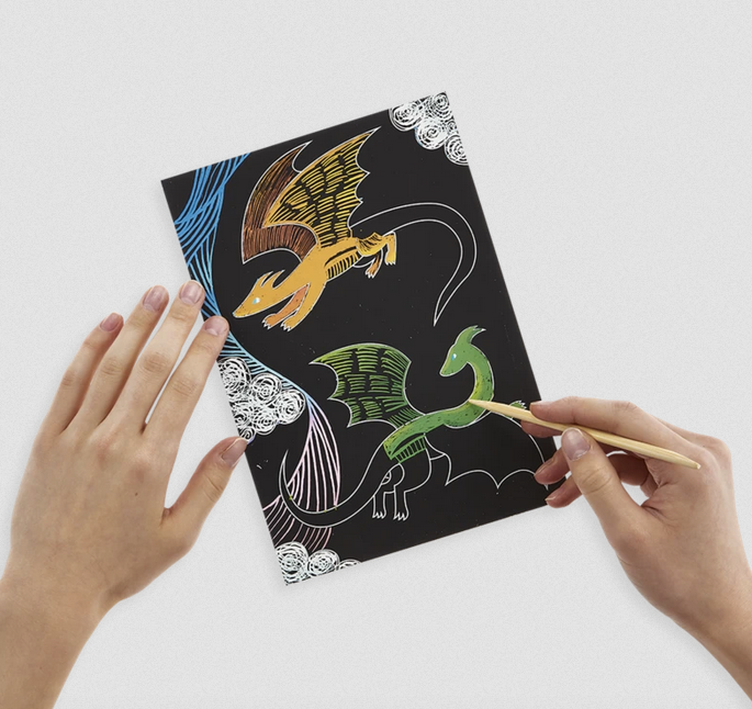 Scratch &amp; Scribble Art Kit - Fantastic Dragons