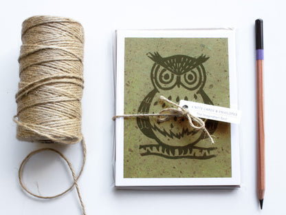 Owl Note Card Set - Linocut - Handmade Cards Set Owl Note Card Set - Linocut - Handmade Cards Set