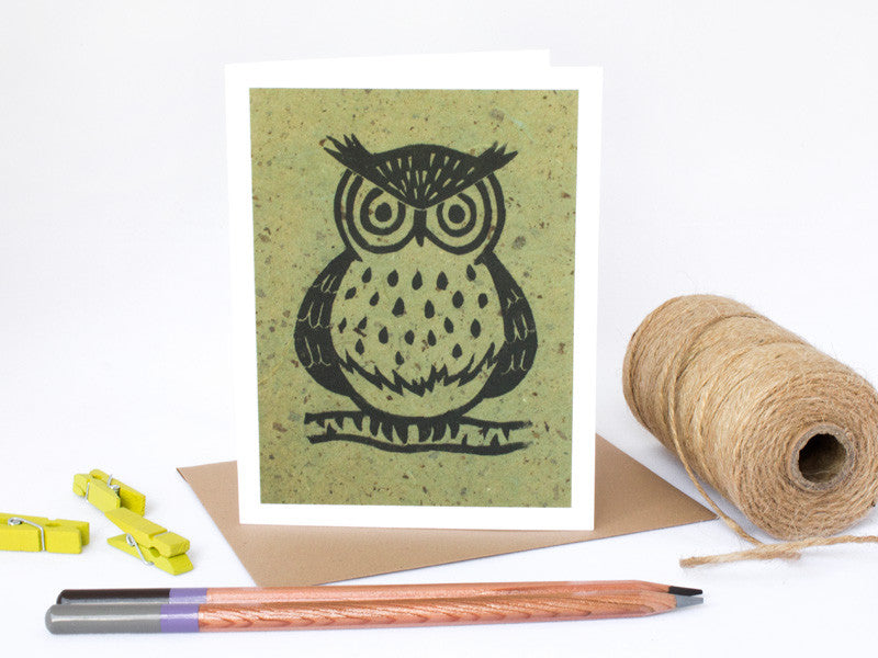 Owl Note Card Set - Linocut - Handmade Cards - The Imagination Spot - 2