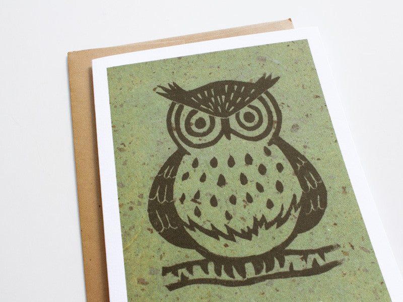 Owl Note Card Set - Linocut - Handmade Cards Set Owl Note Card Set - Linocut - Handmade Cards Set