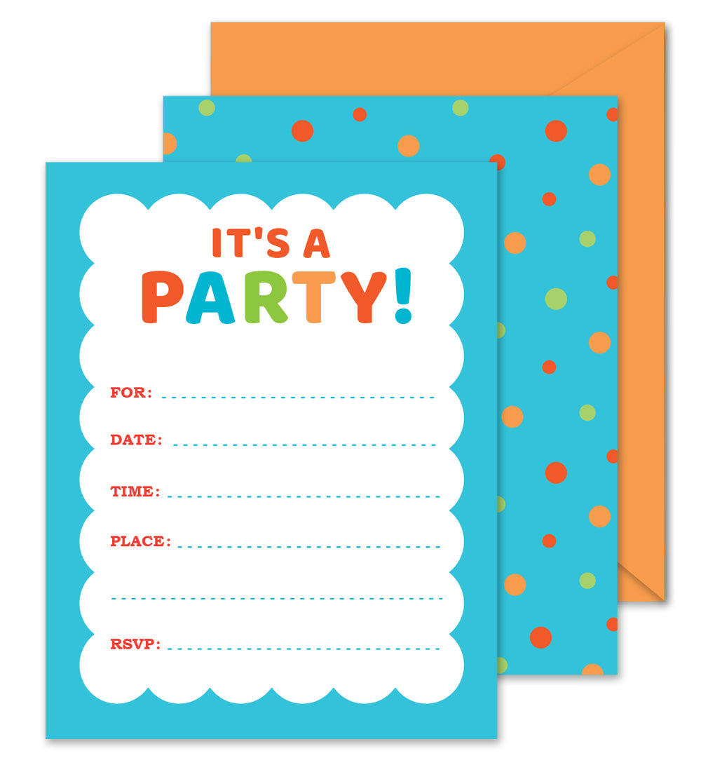 It's A Party - Fill-in Party Invitations - The Imagination Spot