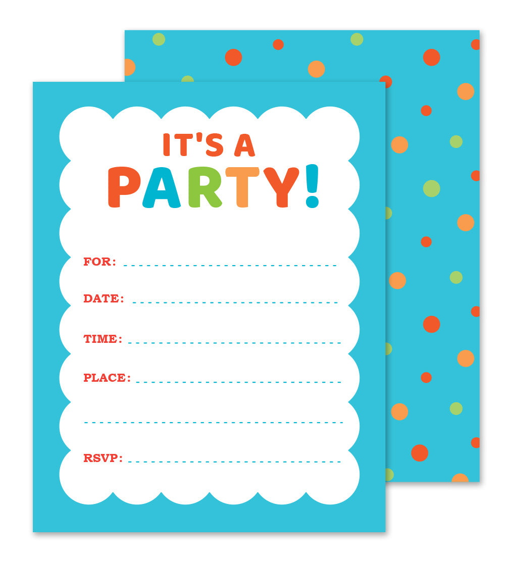 It's A Party - Fill-in Party Invitations