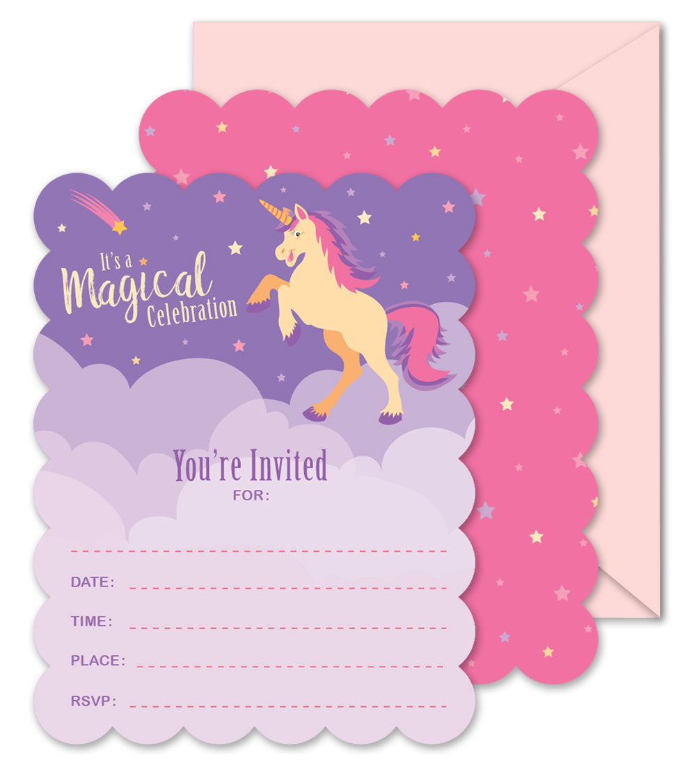 Unicorn Party Invites - Fill-in Party Invitations