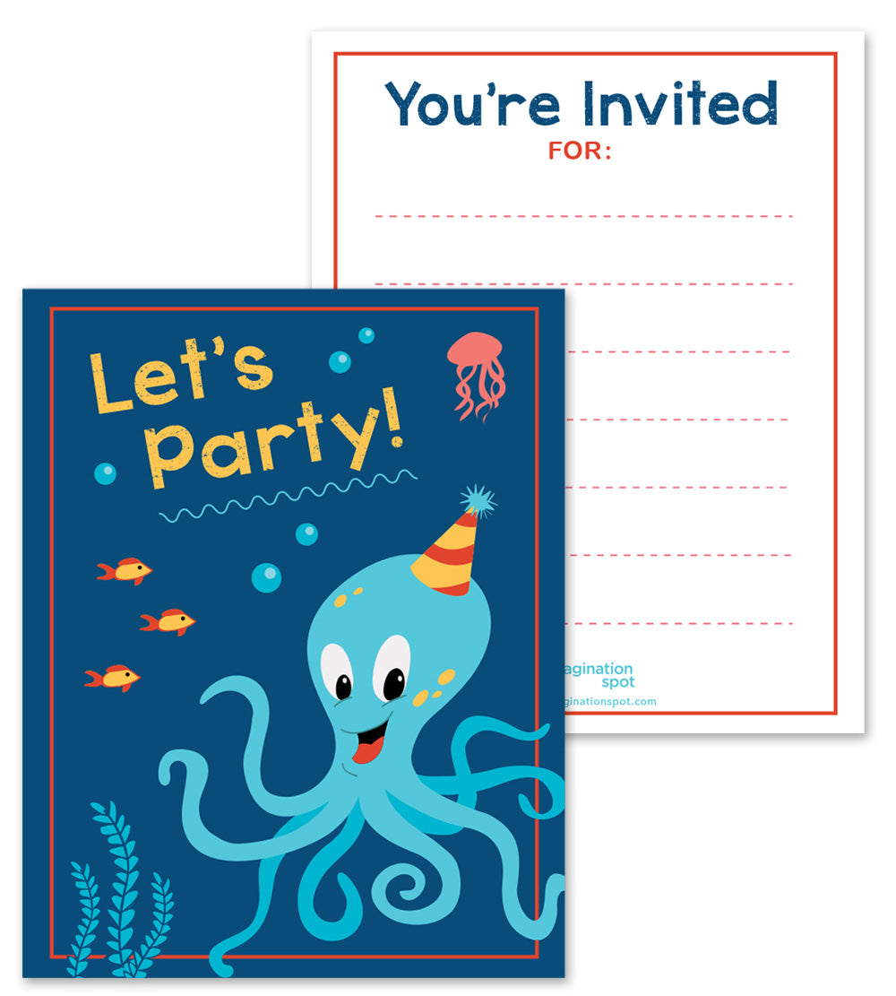 Octopus Party Invites - Fill-in Party Invitations