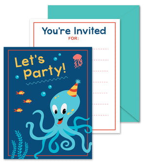 Octopus Party Invites - Fill-in Party Invitations