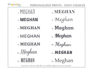 Personalized Art Print - Nursery Wall Art - Font Choices