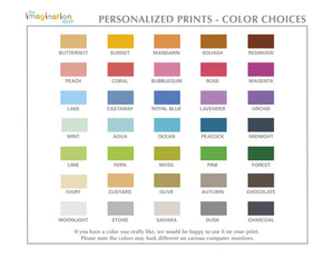 Personalized Art Print - Nursery Wall Art - Color Choices