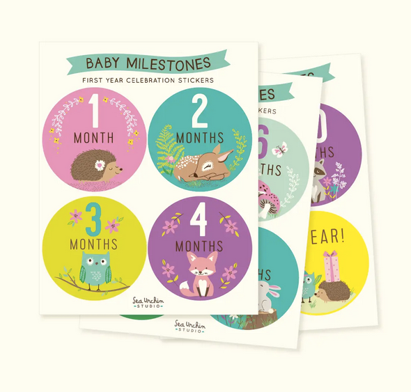 Baby Milestone Stickers Set - Woodland Animals