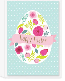 Happy Easter Floral Egg - Greeting Card
