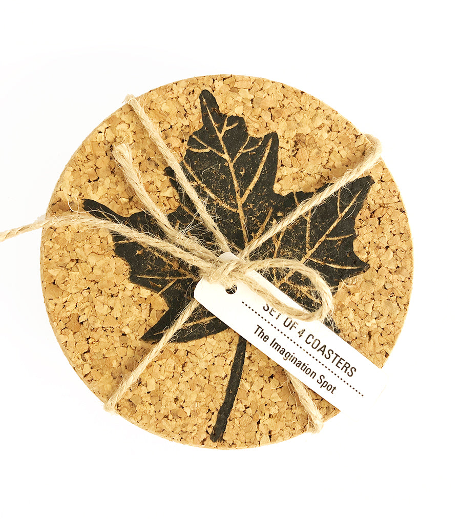 Linocut Coasters Set - Maple Leaf Coasters