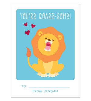 Valentine Card Set - Roarrsome - Personalized Valentine Cards