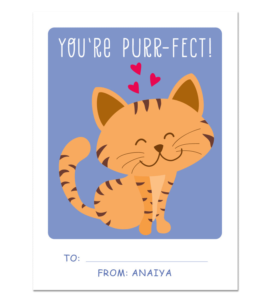Valentine Card Set - Purrfect - Personalized Valentine Cards