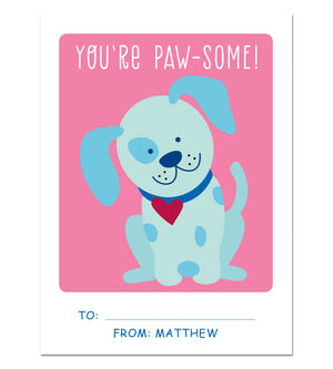 Valentine Card Set - Pawsome - Personalized Valentine Cards