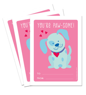 Valentine Card Set - Pawsome - Personalized Valentine Cards