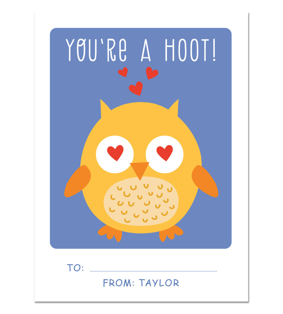 Valentine Card Set - You're A Hoot - Personalized Valentine Cards