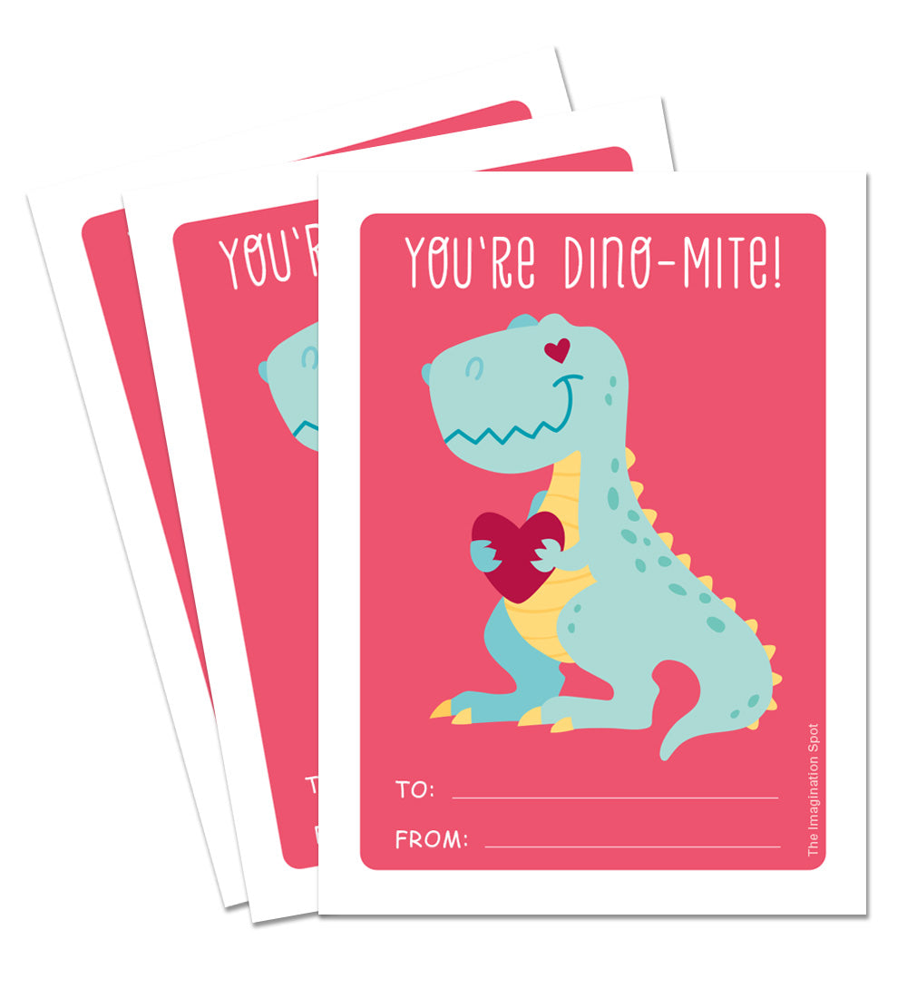 Valentine Card Set - Dinomite - Personalized Valentine Cards