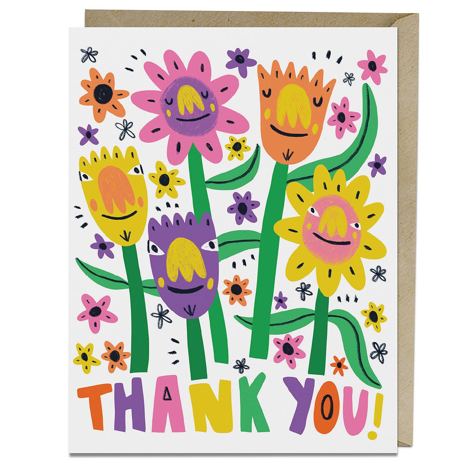 Cheerful Flowers - Thank You Card