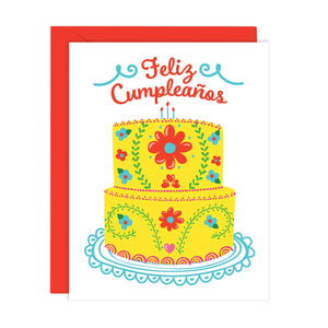 Mexican Embroidery Cake - Birthday card in Spanish