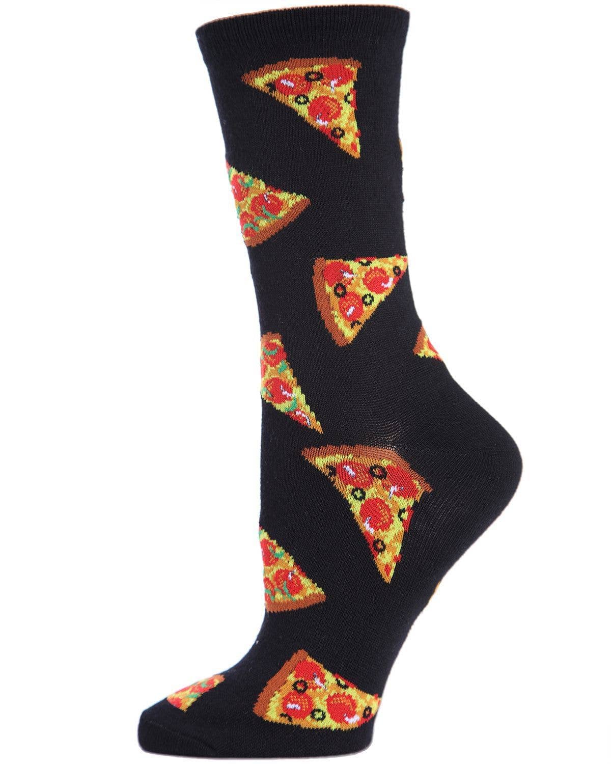 Pizza Slice Bamboo Blend Crew Socks