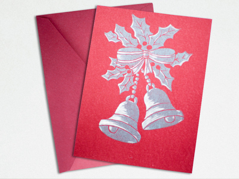 Linocut Christmas Card - Silver Bells - The Imagination Spot - 1